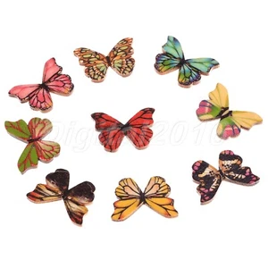 50Pcs Wooden Mixed Bulk Butterfly Phantom Sewing Buttons Scrapbooking 2 Holes - Picture 1 of 12