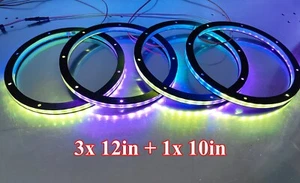 Custom Car Audio 3x 12in +1x 10in Chasing LED Speaker Rings for LED Speaker Bass - Picture 1 of 14