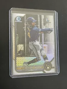 2022 Bowman Chrome Jackson Chourio Mojo Refractor 1st Prospect Rookie RC - Picture 1 of 3