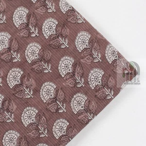 Hand Block Indian 100% Pure Kantha Doriya Red Floral Print Fabric By The Yards - Picture 1 of 5