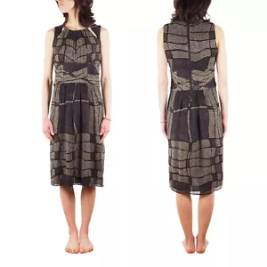 Burberry London Women's Knee Length Silk Geometric Plaid Gray Dress size US4 UK8 - Picture 1 of 9