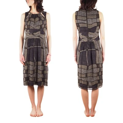 Burberry London Women's Silk Gray Geometric Plaid Knee Length Dress US 4 / UK 8 - Image 1 of 4