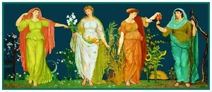 The Seasons by Walter Crane Table Runner Counted Cross Stitch Chart Pattern - Picture 1 of 5