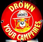 SMOKEY BEAR - DROWN YOUR CAMPFIRE,  PORCELAIN COLLECTIBLE, RUSTIC, ADVERTISING 