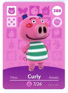 Curly #288  - Amiibo Card - Animal Crossing Series 1 - Authentic Nintendo - Picture 1 of 2