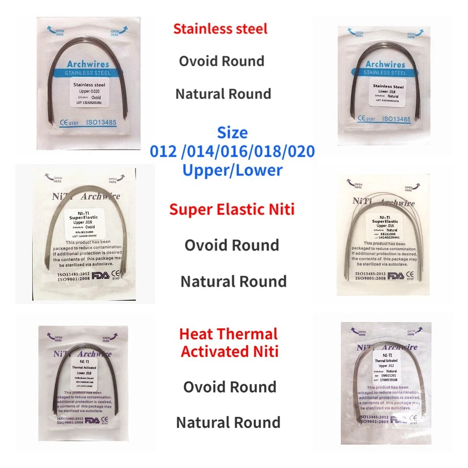 10 bolsas de alambre de arco de ortodoncia dental activado térmicamente/niti/acero inoxidable Foto 1 de 1