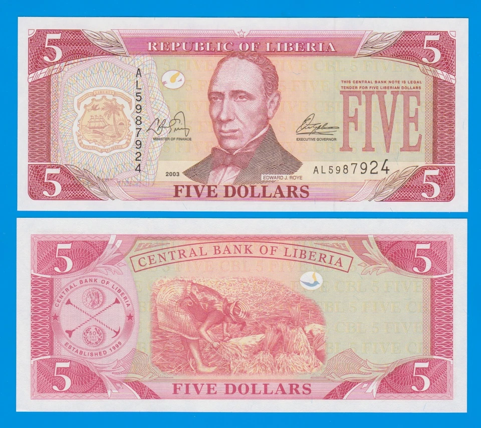 LIBERIA 5 Dollars P 26 2003 UNC - Image 1 of 1