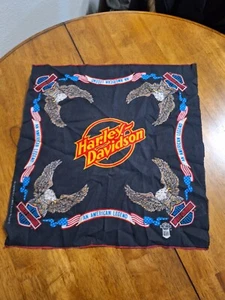 Vintage Harley Davidson Bandana Black Motorcycle Biker Eagle Made In USA - Picture 1 of 8