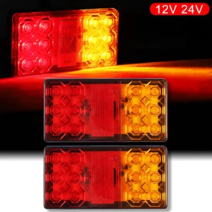 2x Trailer Lights 12 LED STOP Tail Indicator Truck Camper Light UTE 4WD 12V 24V - Picture 1 of 12