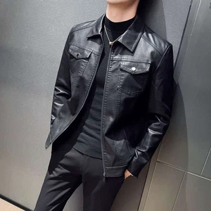 Neu Mode Männer Slim Fit Motorrad Lederjacken Mehrere Taschen Leger PU Lea - Bild 1 von 7