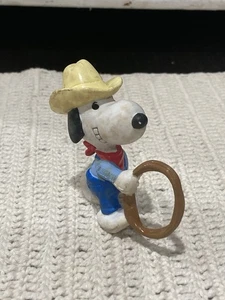 Vintage Western Cowboy Snoopy with Lasso Overall Hat Kerchief Cake Topper YeeHaw - Picture 1 of 5