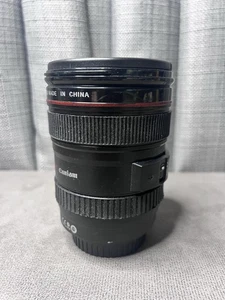 Camera Lens Mug EF 24-105mm Coffee Cup Caniam Ultrasonic Twist Off Lid - Picture 1 of 12