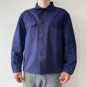 80s Vintage French Workwear Sanfor Germad Faded Blue Work Jacket Button Shirt XL - Picture 1 of 11