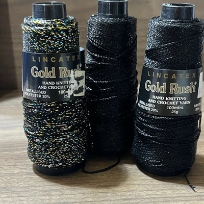 Lincatex GOLD RUSH пряжа для вязания и вязания крючком вискоза полиэстер набор из 3 - Изображение 1 из 4