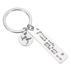Drive Safe Love You Letter D Keychain I Need You Here with Me, Silver - Picture 1 of 6