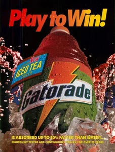 Magazine Print Ad GATORADE 1994 Iced Tea Cooler Discontinued Flavor Play To Win - Imagen 1 de 1