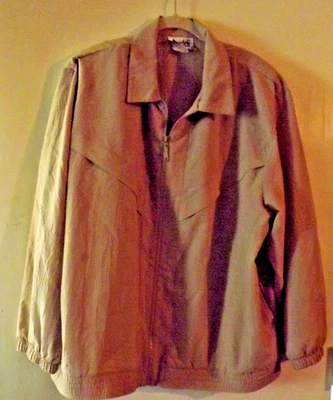 Vintage Womans Teddi size 3X Windbreaker, Lt.Tan, Padded Sholder. Pockets, Zips - Image 1 of 4