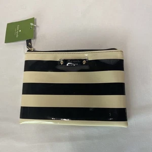 Kate Spade Cosmetic Bag or Pencil Pouch Striped White And Black NWT - Picture 1 of 11
