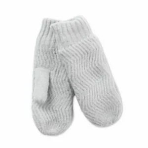 INC Chevron Light Grey Cozy Knit Fleece Lined Chenille Mittens One Size - Picture 1 of 4