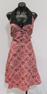 Rock Steady Women's Rockabilly Floral Skull Halter Top Dress EH6 Pink Large - Picture 1 of 4