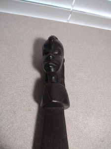 Vintage Old African Ebony Wood Hand Carved Shoe Horn 18.5", A06 - Picture 1 of 10