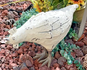 Vintage LARGE White Distressed CHICKEN STATUE Farmhouse COUNTRY KITCHEN DECOR - Picture 1 of 8