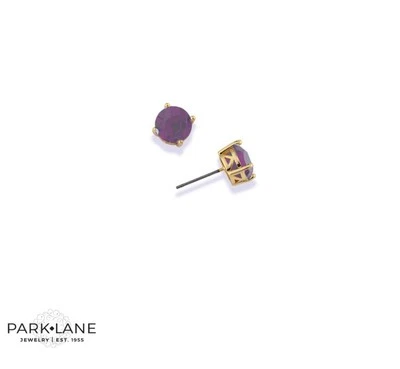Park Lane Impression Stud Earrings - “Mauve Opal” Crystal On Goldtone - Изображение 1 из 2