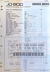 Roland JD-800 Synthesizer Keyboard Original Service Manual Notes Book Japan 1991 - Picture 1 of 1