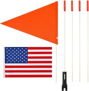Bike Safety Flag/Usa Flag 6 Feet Heavy Duty Fiberglass Poles Polyester Full Colo - Picture 1 of 3