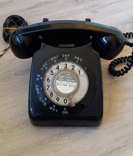 Vintage 1960s Black Rotary Dial Telephone 746L/AEG68/1 Retro Home Phone