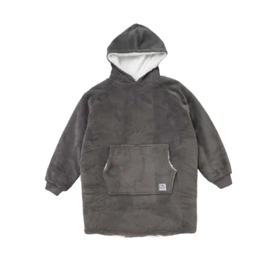 DKNY Kinder übergroßer Hoodie Jungen oder Mädchen Einheitsgröße, Sherpa Vlies gefüttert, anthrazit