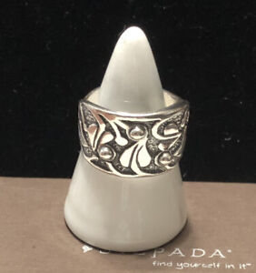 SILPADA Sterling Silver Floral Vine Holy Trinity Wide Band Ring Sz 9.5 R1686 HTF