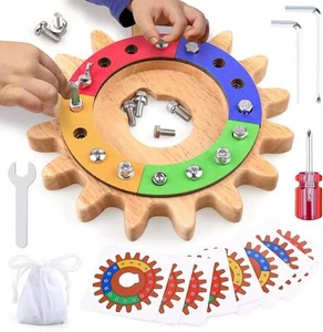 Montessori Schraubbrett 35in1 Holz Lernspielzeug 3-5 Jahre Motorik STEM Geschenk - Bild 1 von 7