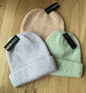 NWT Steve Madden Women's Faux Pearl Knit Winter Hat - 3 Colors! - Picture 1 of 4