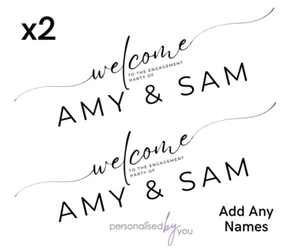 2x Personalised ENGAGEMENT Banners Black Any Names, FREE Delivery - Picture 1 of 1