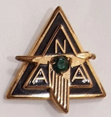 North American Aviation 10k Gold Filled 1 Green Emerald 3 Year Service Tie Tac - Image 1 of 3