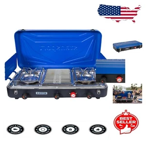 2-Burner Propane Outdoor Stove with Griddle - Ideal for Camping Adventures - Picture 1 of 11