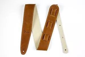 Genuine Fender 2.5" Wide Ball Glove Leather Adjustable Guitar Strap - Brown - Picture 1 of 3