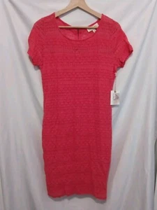 Jessica Simpson Maternity Dress Small Pink Short Sleeve Knee Length Zip Up - Picture 1 of 9