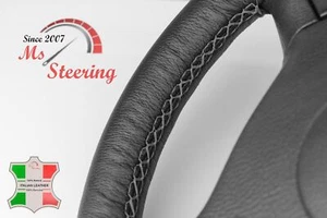 FITS Morris Minor 1000 series V 62-71 BLACK LEATHER STEERING WHEEL COVER | DARK - Picture 1 of 8