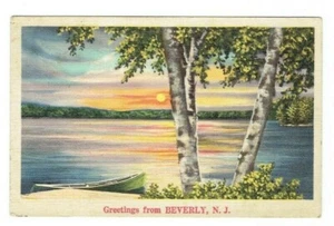 Greetings from Beverly New Jersey NJ Linen Postcard Posted 1943 - Picture 1 of 2