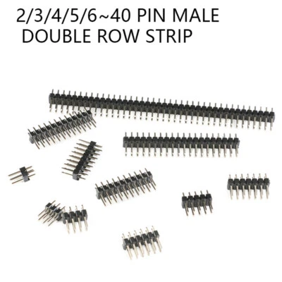 Male Double Row Strip 2.54mm Pin Header Connector 0.1" Straight 2/3/4/5/6~40 Pin - Image 1 of 4