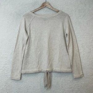 NWT Lands End Womens Soft Cream Heather Cashmere Drawstring Front Sweater Top XS - Picture 1 of 5