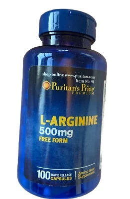 Puritan's Pride L-arginina 500 mg Cápsulas, 100 unidades, SELLADAS Foto 1 de 3