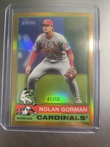 Topps Heritage 2025 - #18 Nolan Gorman dorado cromo 1/50 - Imagen 1 de 2