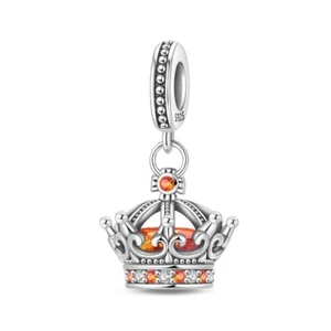 KUNSIR 925 Sterling Silver Charm Queen Crown Dangle Pendant For Bracelet Charm - Picture 1 of 6