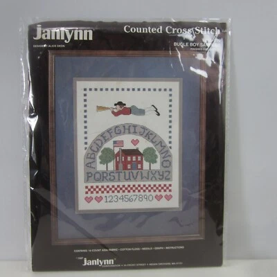 Vtg  Janlynn Bugle Boy Sampler 50-919 Counted Cross Stitch Kit 1987 11 x 14 NOS - Image 1 of 4