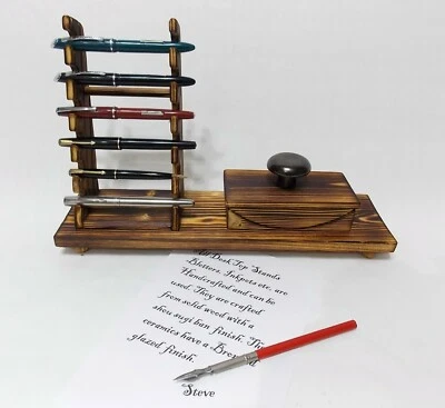 Calligraphy pen stand & ink blotter holder desk top ink fountain etc display - Image 1 of 4