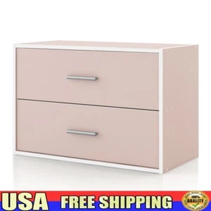 2 Drawer Stackable Wood Kids Cabinet Cube Storage Organizer Durable Assembly New - Picture 1 of 9
