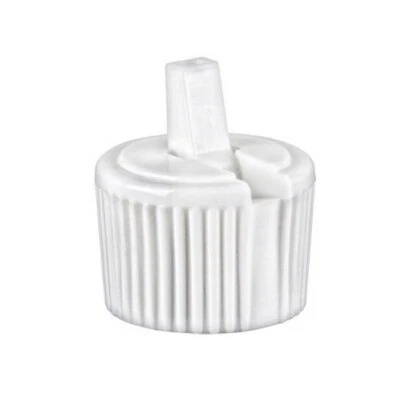 24/410 White Ribbed Dispensing Caps | QTY Per Package: 25 - Image 1 of 2